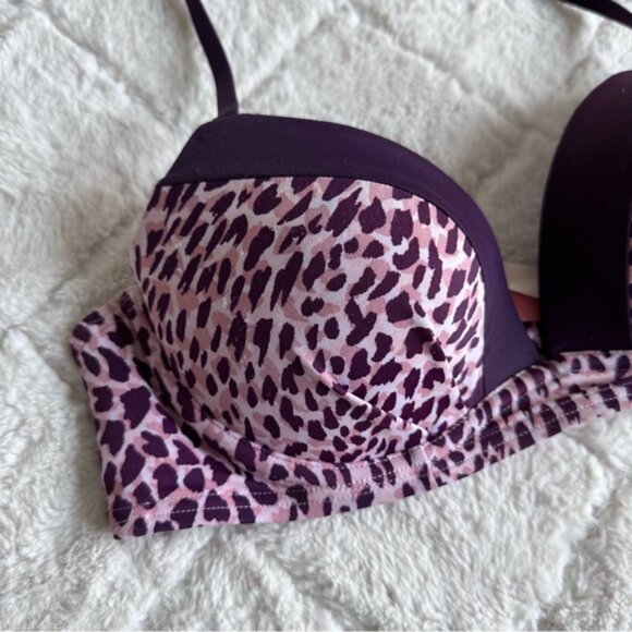 Victoria's Secret | Purple Cheetah "The Angel Convertible" Bikini Top | Size 32C - Picture 4 of 12